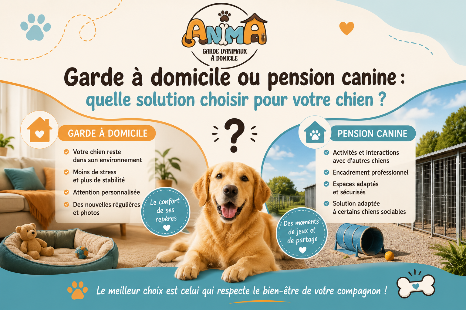Comparatif entre garde de chien à domicile et pension canine autour de Voiron